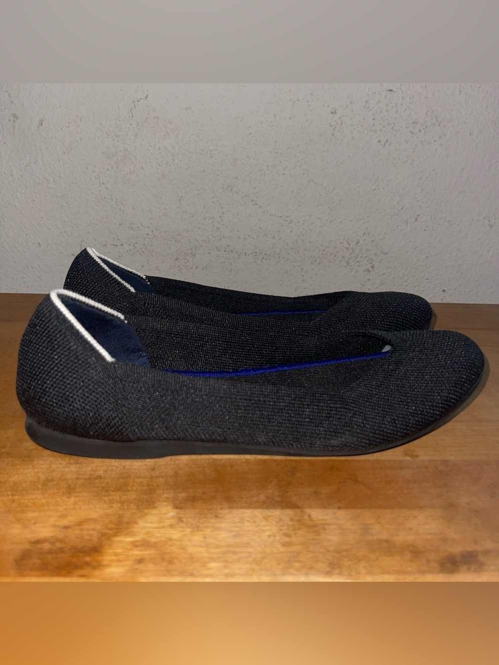 Retired Rothy's The Flat Round Toe Flats 7.5 Black White Halo NWOB Balletcore